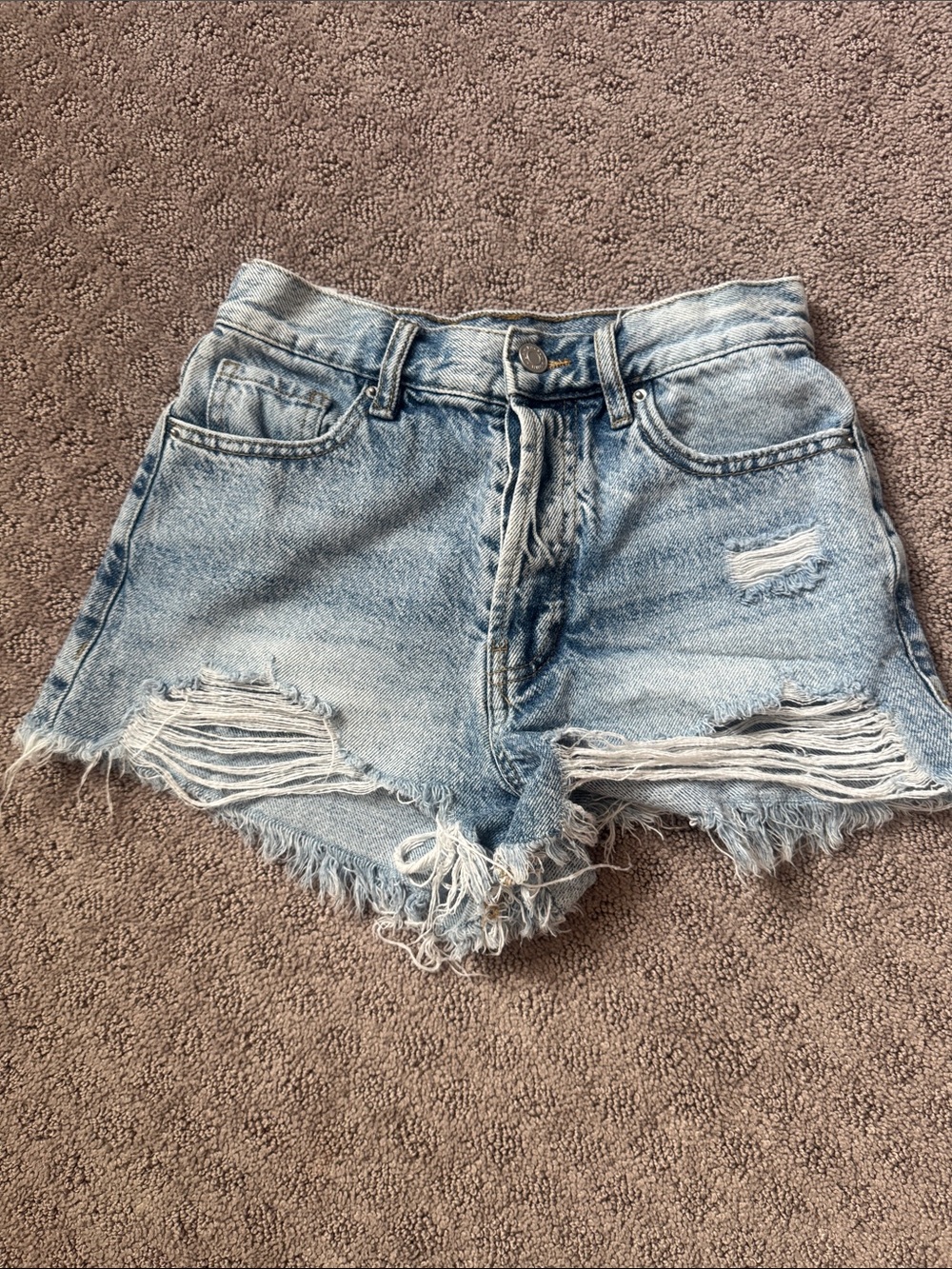 PacSun Light Wash Ripped Denim Cutoff Shorts